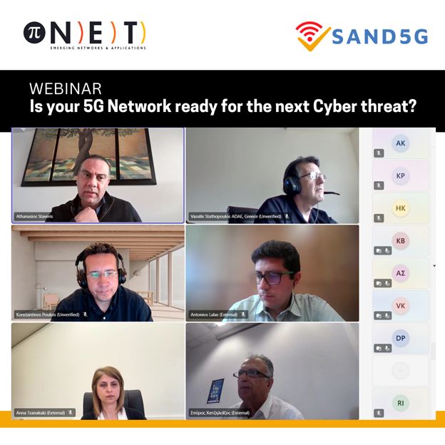 SAND5G EU project webinar, titled “Is Your 5G Network Ready for the Next Cyber Threat?”